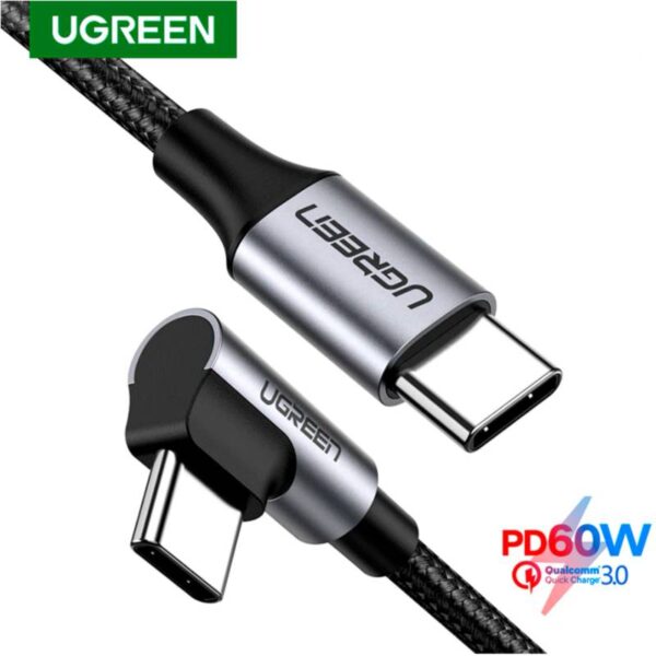 CABLE USB C A USB C DE 60 WATTS UGREEN .                        Cable de nylon trenzado, carga rapida , datos y carga. Cable de 2 metros.