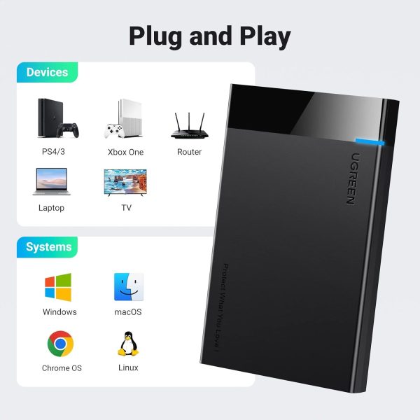 Case Ugreen para disco duro interno Sata 2.5" SSD/HDD USB 3.0 5Gbps (30848) - Imagen 6